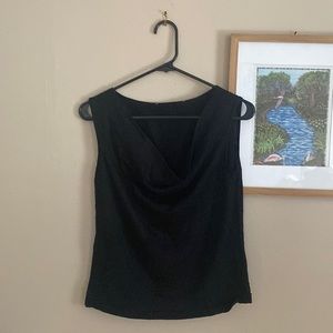 cute cowl neck black top, slight shimmer